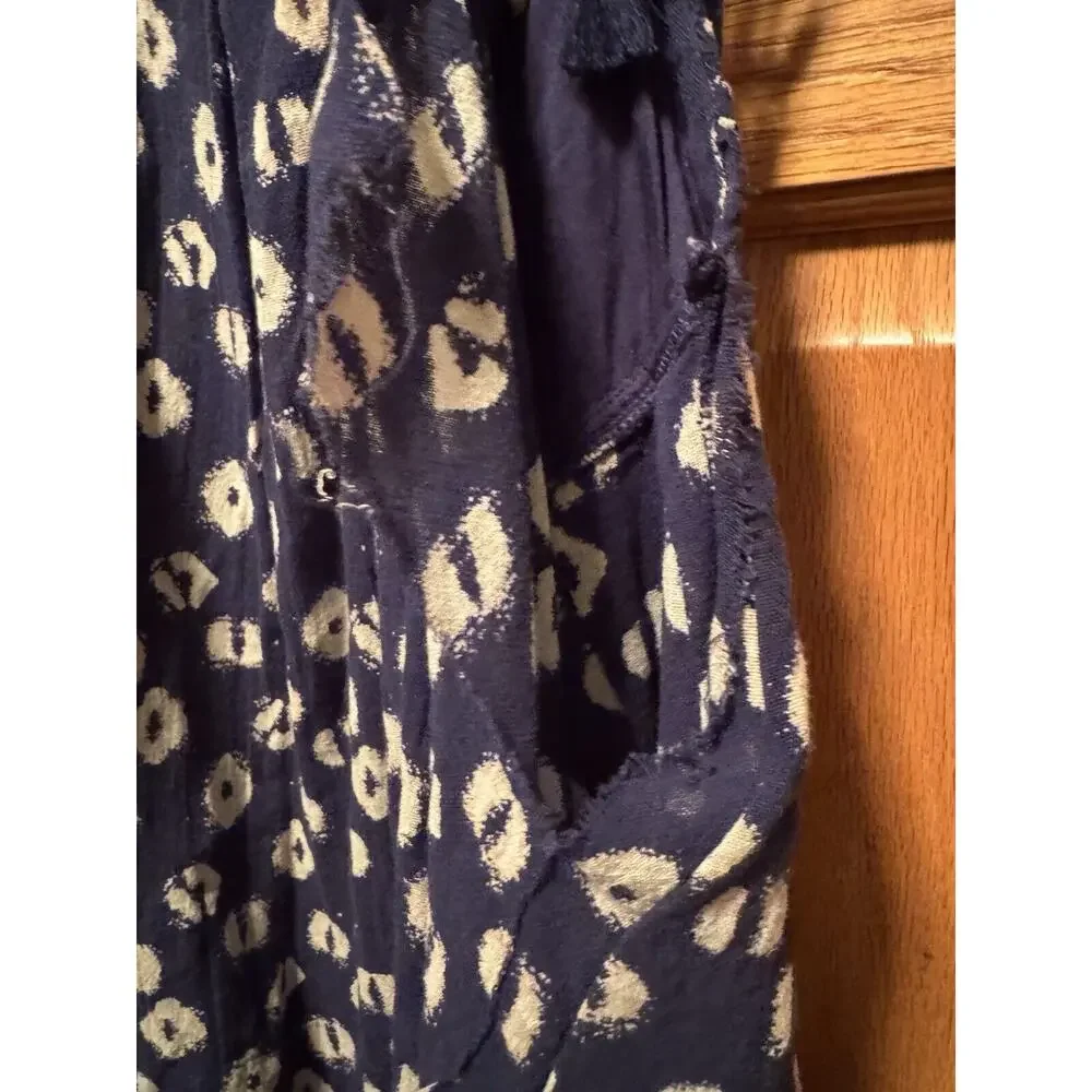 Free People Molly Sleeveless Cotton Tunic Top Indigo Combo Blue XS